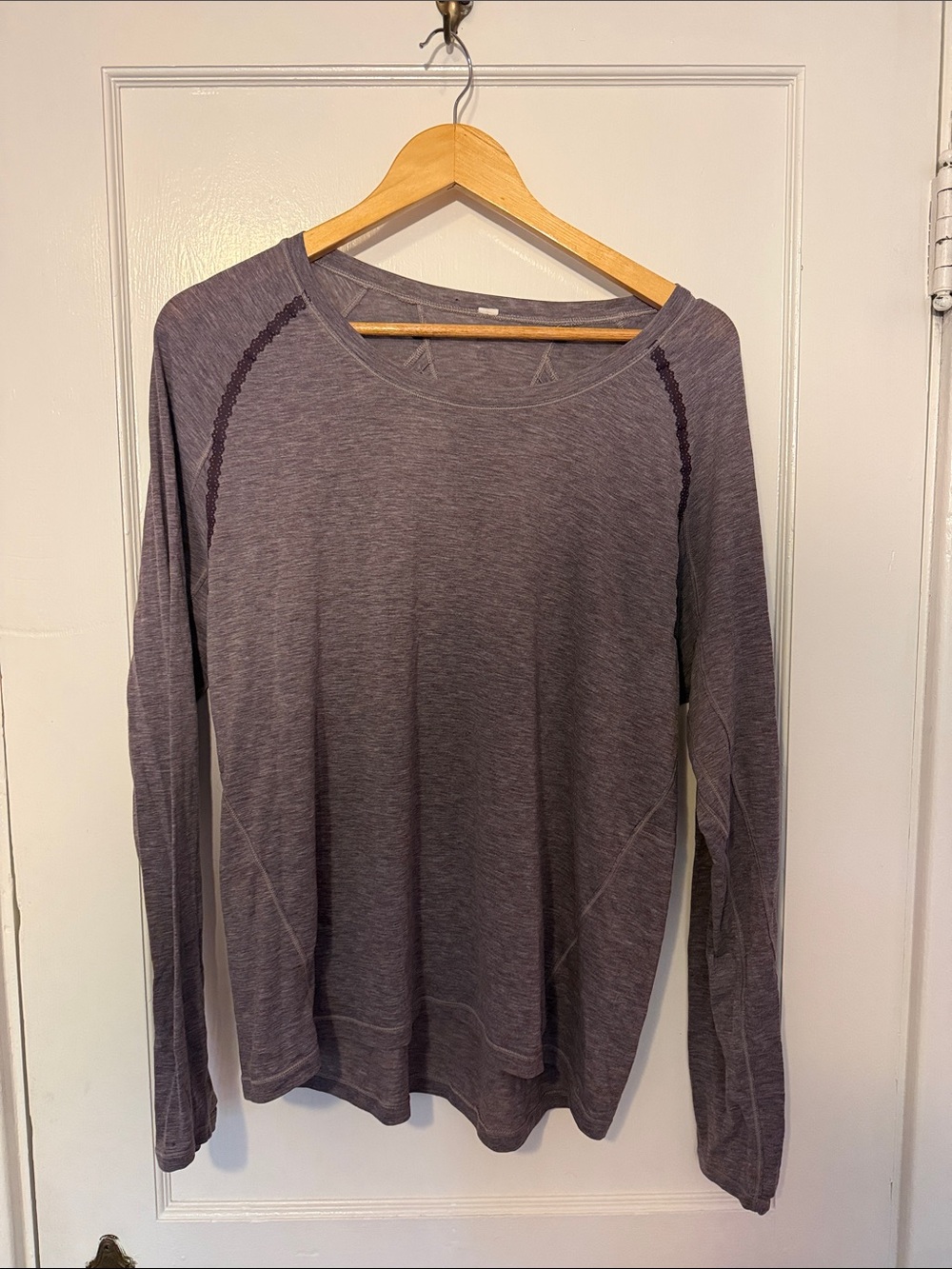 Lululemon Purple Heathered Long Sleeve Athletic Top with Back Detail